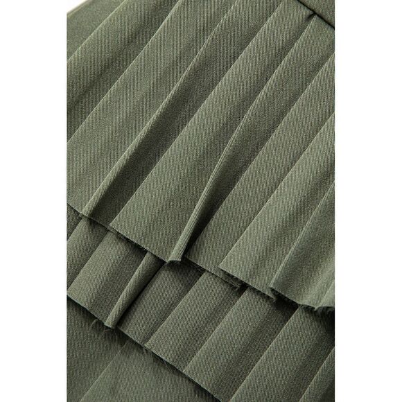 Micas Pleated Hem Slip Mini Dress size S MILITARY - Picture 11 of 11